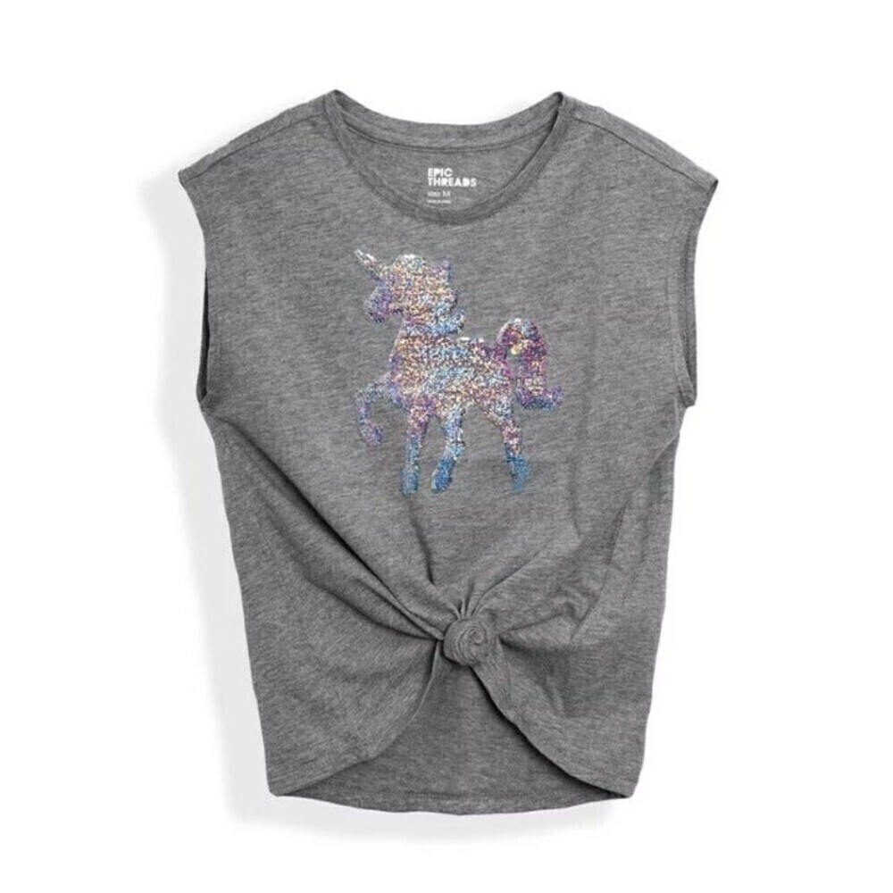 𝅺big Girls Short Sleeve Flip Sequin Graphic T-shirt xLarge - Picture 2 of 5
